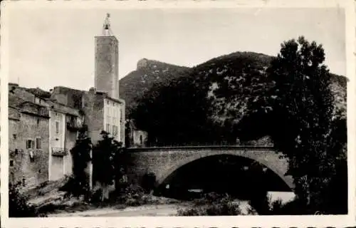 Ak Mollans Drôme, Le Pont sur l'Ouveze et le Beffroi