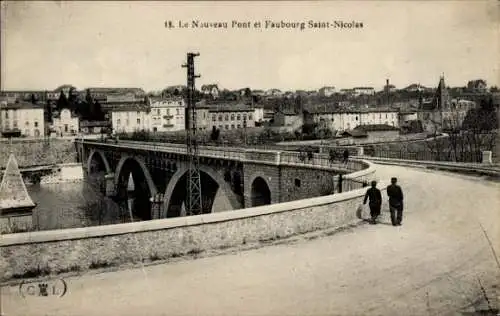 Ak Faubourg Saint-Nicolas Drôme, et le Nouveau Pont