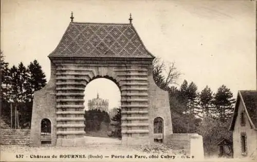 Ak Cubry Doubs, Chateau Bournel, Porte du Parc, cote Cubry