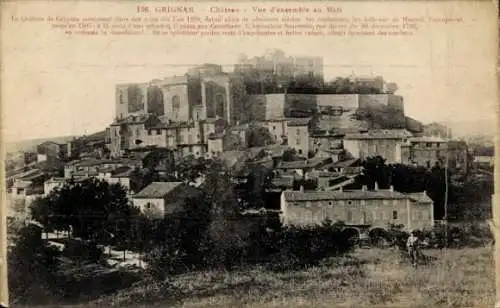 Ak Grignan Drôme, vue d'ensemble au Midi