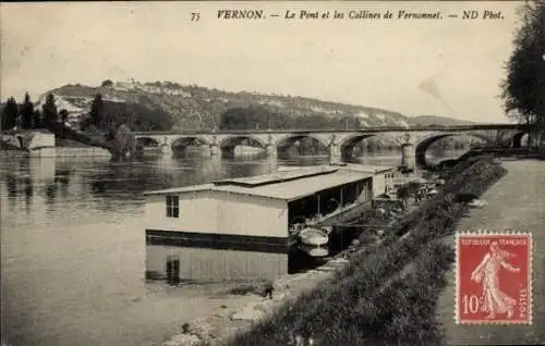 Ak Vernon Eure, Le Pont, les Collines de Vernonnet