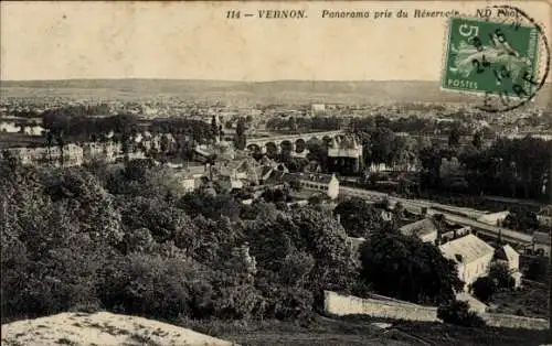 Ak Vernon Eure, Panorama pris du Reservoir