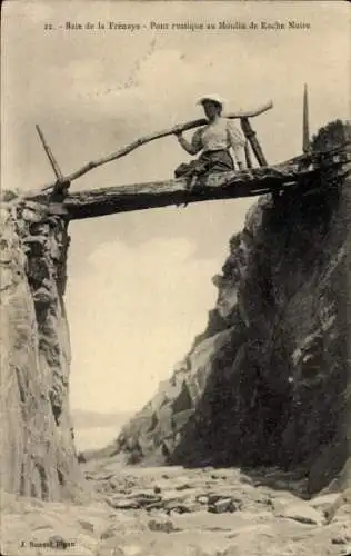 Ak Saint Cast Cotes d'Armor, Baie de la Frenaye, Pont rustique au Moulin de Roche Noire