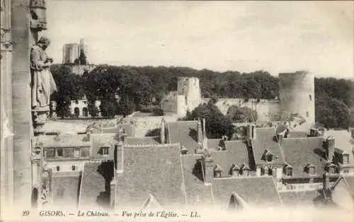 Ak Gisors Eure, Chateau, Vue prise de l'Eglise