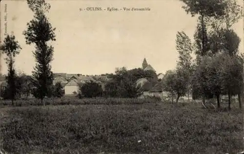 Ak Oulins Eure-et-Loir, Gesamtansicht, Kirche