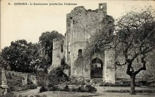 Ak Gisors Eure, Ancienne porte du Chateau, Ruine