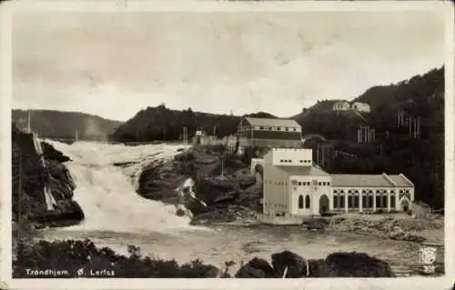 Ak Trondhjem Trondheim, Elektr. Kraftstation, Kraftwerk, Wasserfall