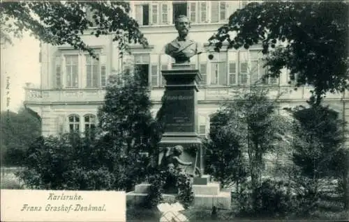 Ak Karlsruhe in Baden, Franz Grashof Denkmal