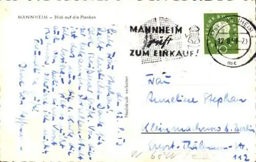 Ak Mannheim in Baden, Planken, Wasserspiel, Fontäne, Personen