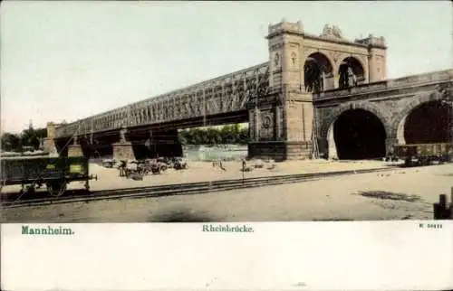 Ak Mannheim in Baden, Rheinbrücke