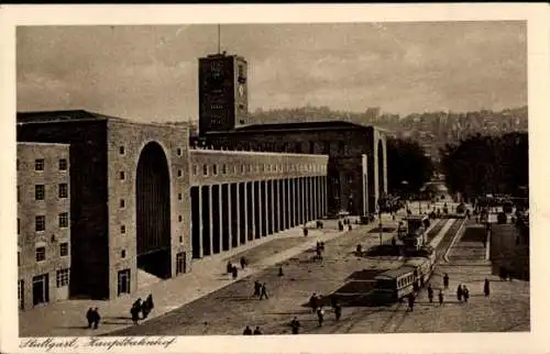 Ak Stuttgart in Württemberg, Hauptbahnhof, Straßenbahn