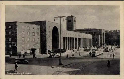 Ak Stuttgart in Württemberg, Hauptbahnhof, Straßenbahnen