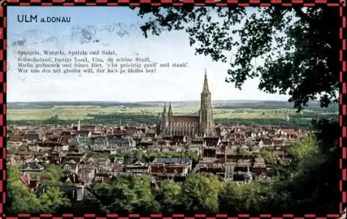 Ak Ulm an der Donau Baden Württemberg, Blick auf Stadt mit Münster, Gedicht