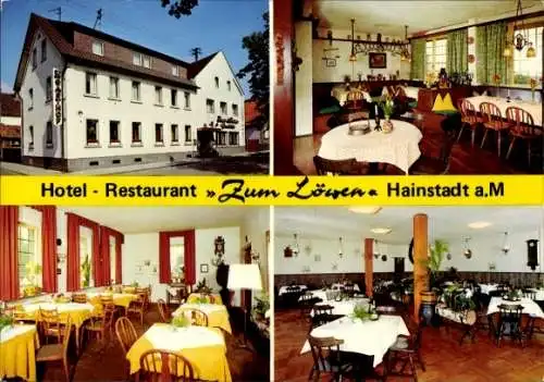 Ak Hainstadt Hainburg am Main Hessen, Restaurant zum Löwen, Gastraum, Außenansicht