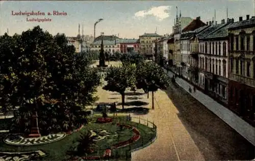 Ak Ludwigshafen am Rhein, Ludwigsplatz, Häuser, Garten