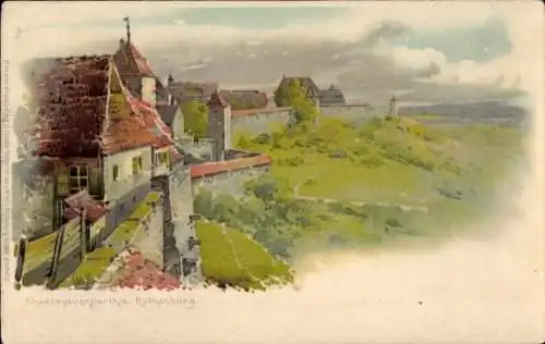 Künstler Litho Hammel, Otto, Rothenburg ob der Tauber Mittelfranken, Stadtmauer