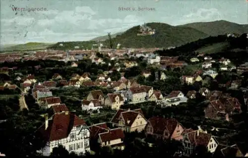 Ak Wernigerode im Harz, Stadt und Schloss