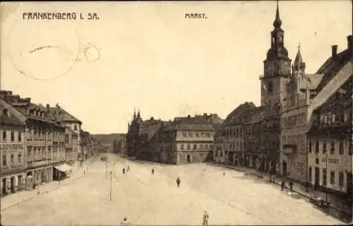 Ak Frankenberg in Sachsen, Markt, Apotheke, Geschäftshäuser