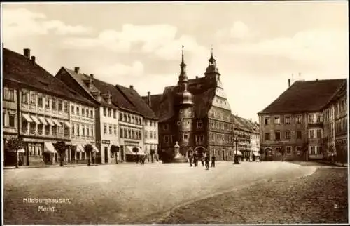 Ak Hildburghausen in Thüringen, Marktplatz, Rathaus, Stadtapotheke