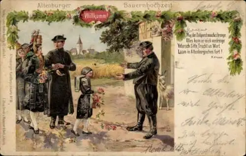 Litho Altenburg in Thüringen, Altenburger Bauernhochzeit, Trachten