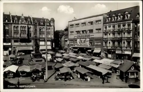 Ak Essen im Ruhrgebiet, Koppstadtplatz, Marktstände, Colosseum