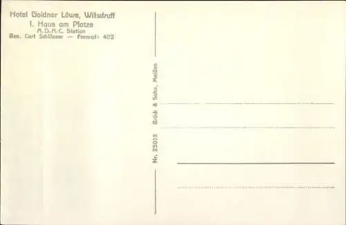 Ak Wilsdruff in Sachsen, Hotel Goldner Löwe, Inh. Curt Schlösser