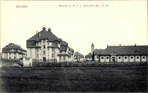 Ak Bautzen in der Lausitz, Kaserne d. K. S. 2. Feld. Art. Rgt. No. 28