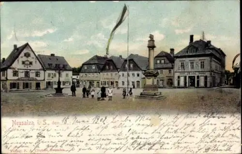 Ak Neusalza Spremberg in Sachsen, Marktplatz, Denkmal