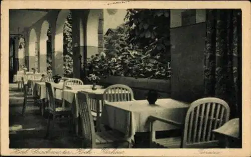 Ak Sassnitz auf Rügen, Hotel Geschwister Koch Kurhaus, Terrasse