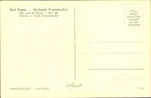 Ak Bad Elster im Vogtland, Kurhotel Fremdenhof