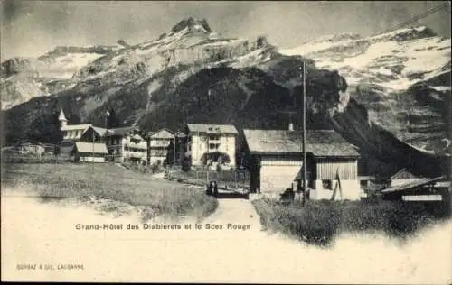 Ak Les Diablerets Kanton Waadt, Grand Hotel, Scex Rouge