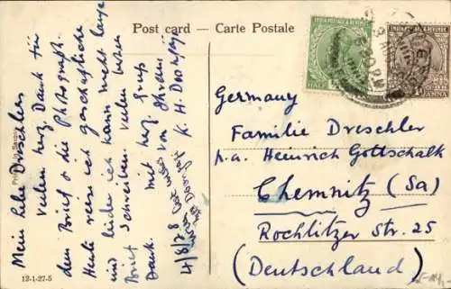 Ak Ceylon Sri Lanka, Elefant mit Mahut, Mann liegt auf einem Stoßzahn