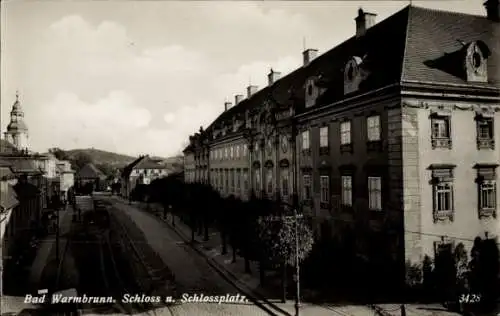 Ak Cieplice Śląskie Zdrój Bad Warmbrunn Riesengebirge Schlesien, Schloss, Schlossplatz