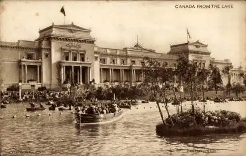 Ak Wembley London England, British Empire Exhibition 1924, Kanada vom See aus