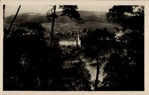 Ak Děčín Tetschen an der Elbe Region Aussig, Teilansicht, Schloss, Elbe