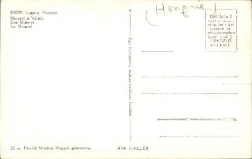 Ak Eger Erlau Ungarn, Das Minarett