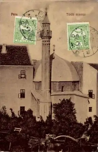 Ak Pécs Pécs Ungarn, Török-Minarett