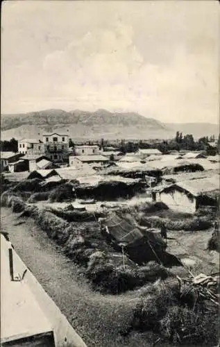 Ak Jericho Palästina, Blick über die Hütten zum Hotel