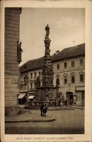 Ak Kutná Hora Kuttenberg Mittelböhmen, Pestsäule aus dem 1715, Säule der unbefleckten Maria