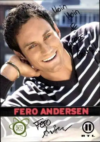 Ak Moderator Fero Andersen, RTL 2, Schau Dich schlau, Portrait, Autogramm