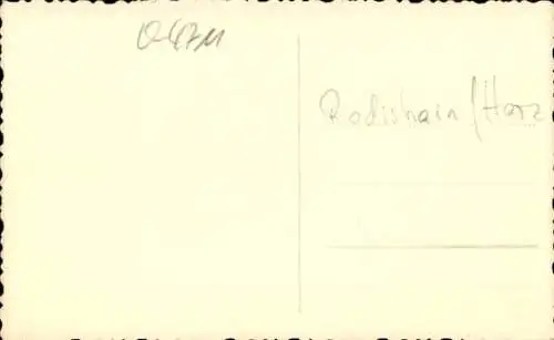 Foto Ak Rodishain Nordhausen in Thüringen, Straßenpartie, Felsen, Wald, Gebäude, Junge