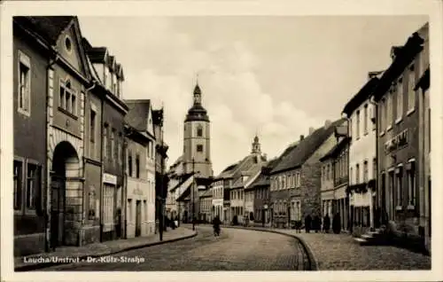 Ak Laucha an der Unstrut, Dr. Külz Straße, Geschäfte, Kirche