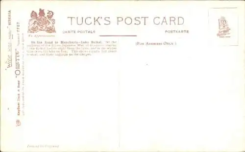 Künstler Ak Sibirien, On the Road to Manchuria, Pferdeschlitten, Russen, Tuck 7757