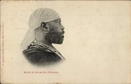 Ak Portrait du Menelik II, Roi des Rois d'Abyssinie