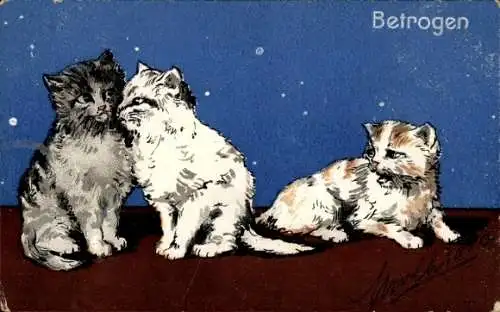 Künstler Ak Trompé, Katzen, BKWI 621-4