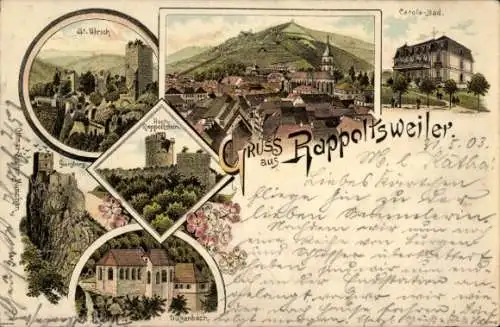 Litho Ribeauvillé Rappoltsweiler Elsass Haut Rhin, Carola Bad, St. Ulrich, Hoch Rappolstein