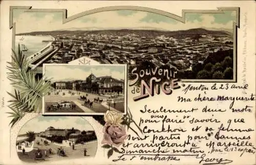 Litho Nice Nizza Alpes Maritimes, Gesamtansicht, Kreuzung