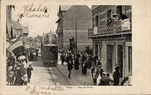 Ak Le Touquet Paris Plage Pas de Calais, Rue de Paris, Straßenbahn