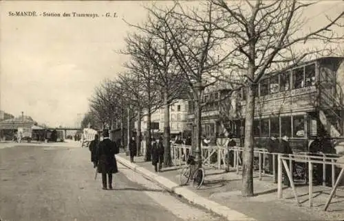 Ak Saint Mandé Val de Marne, Straßenbahnhaltestelle