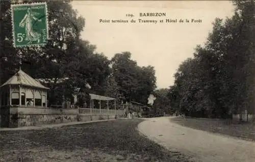 Ak Barbizon Seine et Marne, Endstation der Straßenbahn, Hotel de la Foret